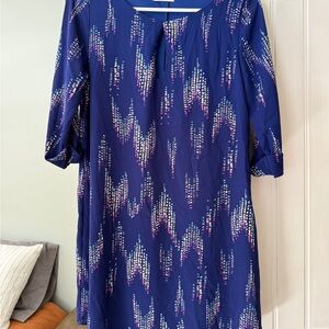 Women's Everly Blue Patterned Shift Dress, Size Small